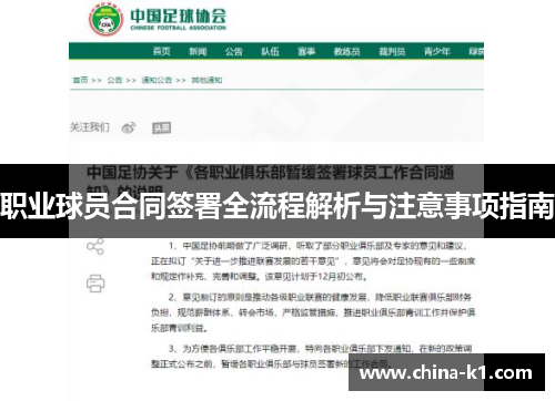 职业球员合同签署全流程解析与注意事项指南